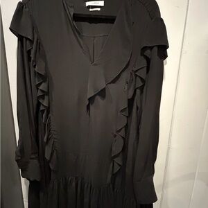 Isabel Marant Black Long Sleeve Ruffle Dress